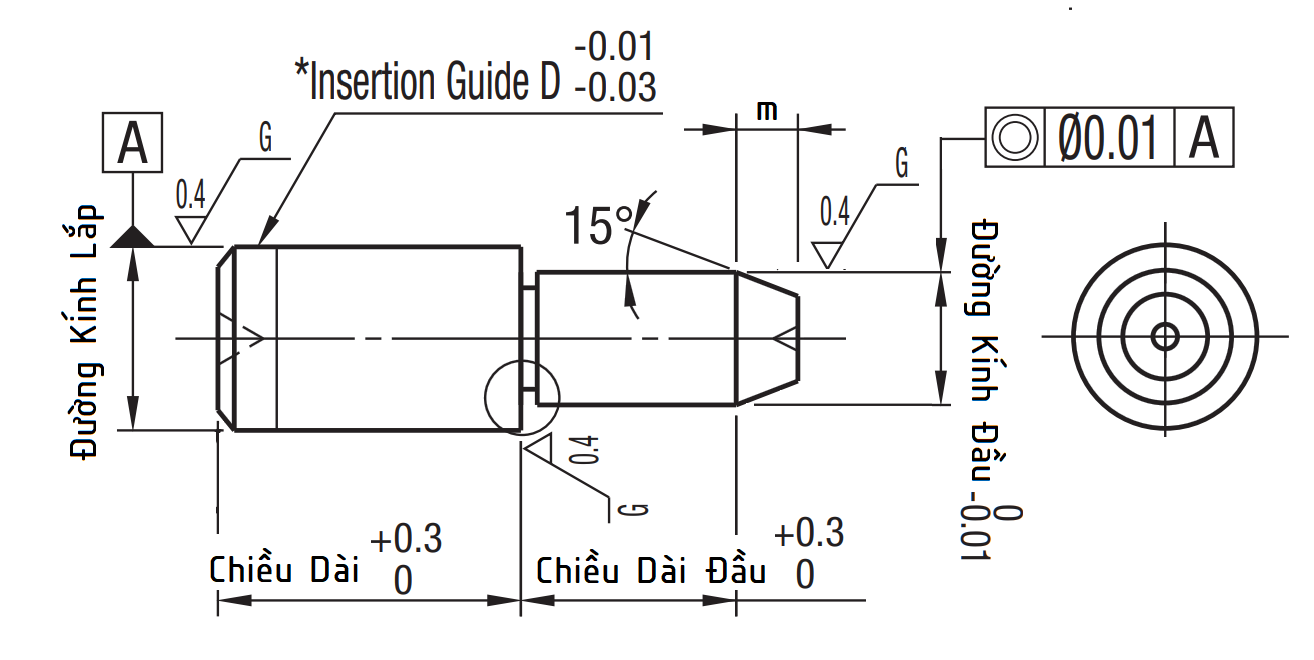 Bản vẽ kỹ thuật Locating Pins - Small Head, Tapered - Press Fit - Round Shape (p6) CJPSPB8-4