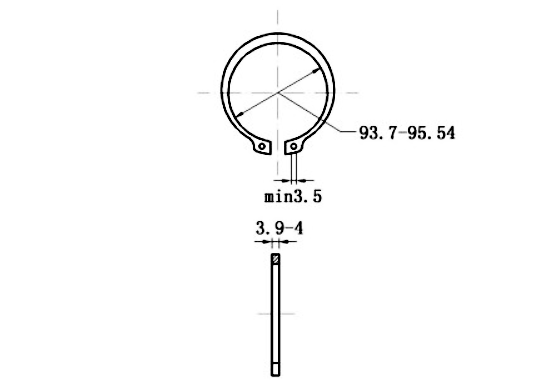Bản vẽ kỹ thuật Phe Gài Trục Thép 65Mn DIN471 D102x4.0