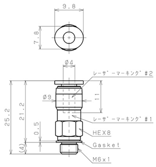 Bản vẽ kỹ thuật Van Khí Nén Một Chiều  Pisco CVPC4-M6B