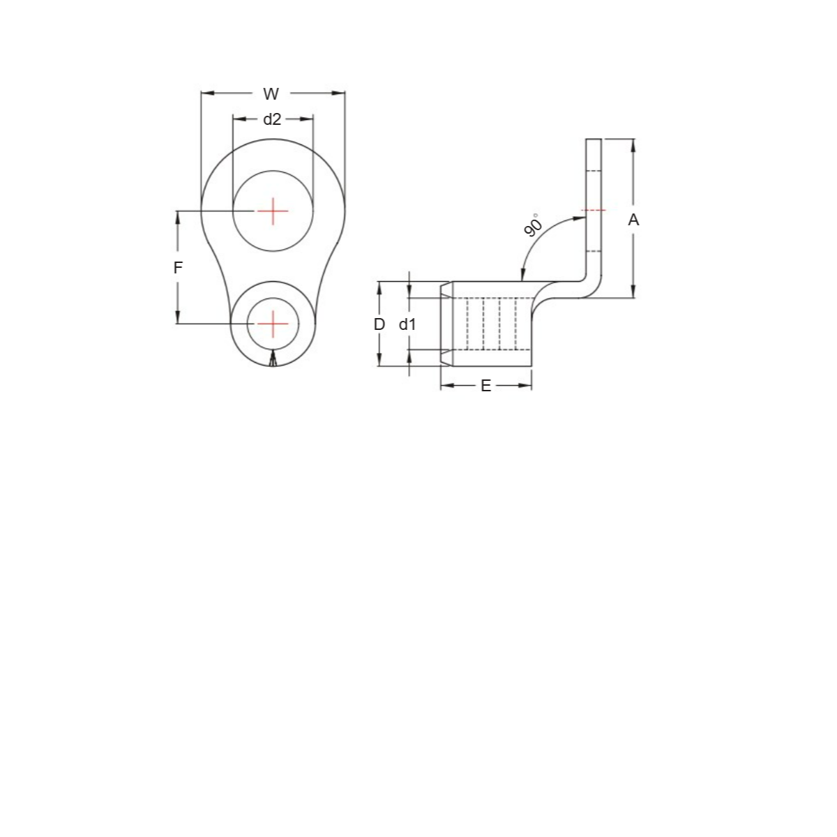 Bản vẽ kỹ thuật Cosse Tròn Trần 22mm 90 Độ KST RNBS22-5-90D
