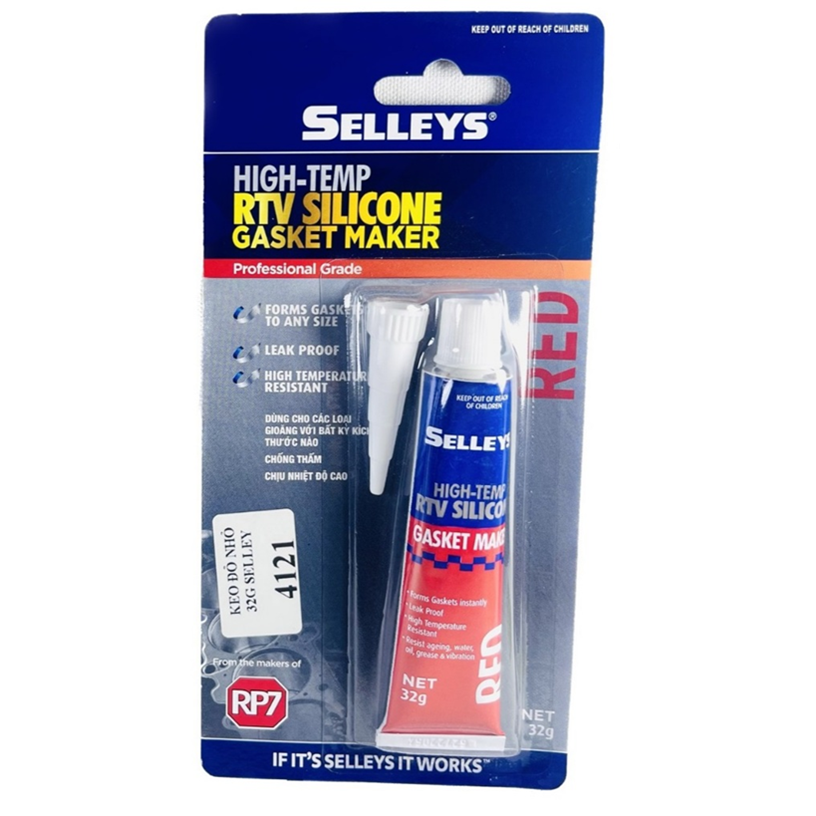 Keo Silicone Tạo Gioăng Chịu Nhiệt Selleys RTV Đỏ 32g (Thùng 12 Hộp, 12 Tuýp/Hộp)