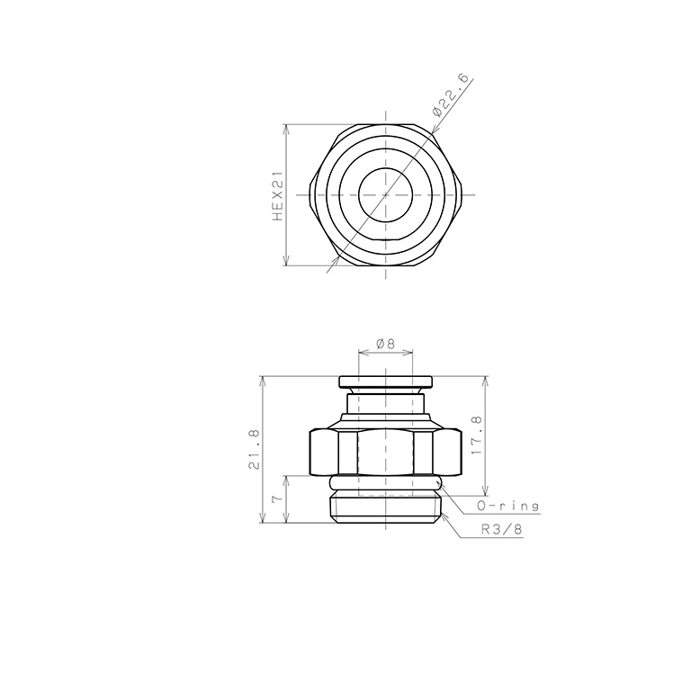 Bản vẽ kỹ thuật Van Bi Khí Nén Inox 316, Loại 10 Pisco SSPC8-03M