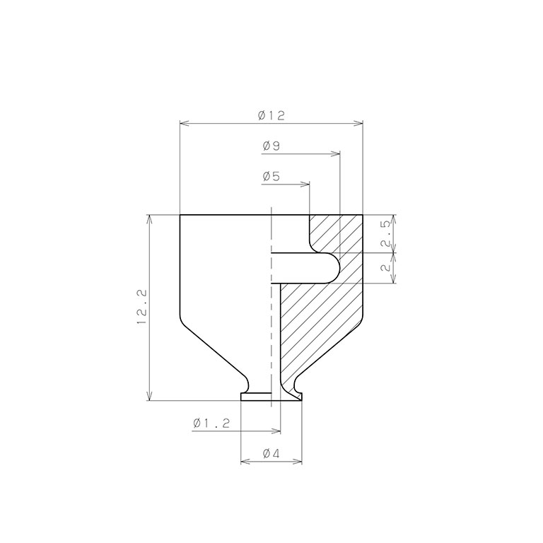 Bản vẽ kỹ thuật Đầu Nấm Hút Chân Không, Fluoro Silicone, O.D 4 mm, Pisco VP4LFS
