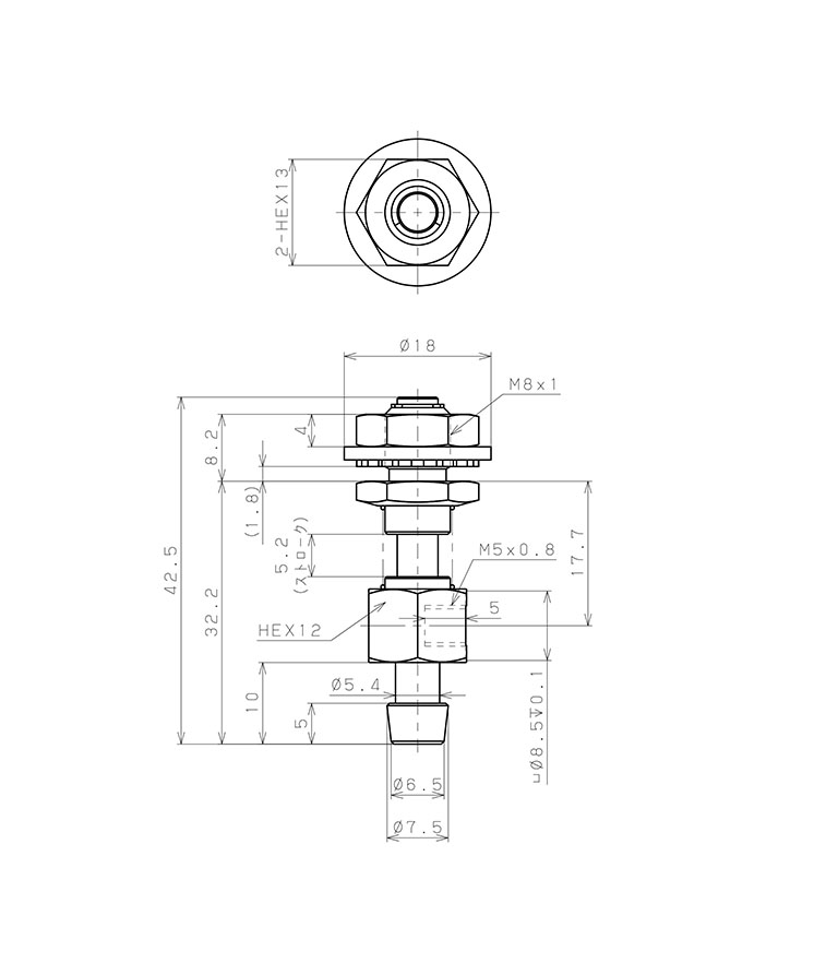 Bản vẽ kỹ thuật Giá Đỡ Nấm Hút Chân Không Có Lò Xo, Pisco VPHD-T40-5-M5