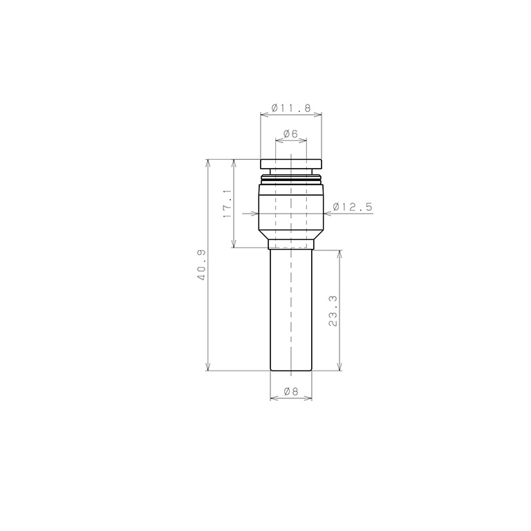 Bản vẽ kỹ thuật Đầu Nối Nhanh Khí Nén Giữa Ống Khí Và Fitting Dạng Nối Giảm Pisco PPGJ8-6-HN-UC