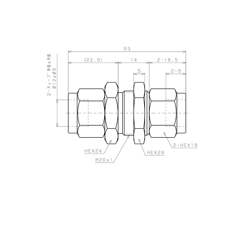 Bản vẽ kỹ thuật Đầu Ngạnh Nối Ống Có Đai Ốc Xiết Dạng Thẳng Lắp Kẹp Vách Pisco NSM1290