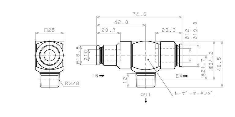 Bản vẽ kỹ thuật Van Xả Nhanh Khí Nén Pisco EQ03-C10P03C12