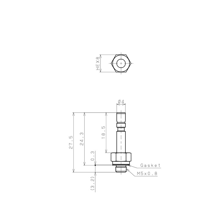 Bản vẽ kỹ thuật Đầu Nối Ren Đực Và Fitting Pisco SPTJ4-M5-UC