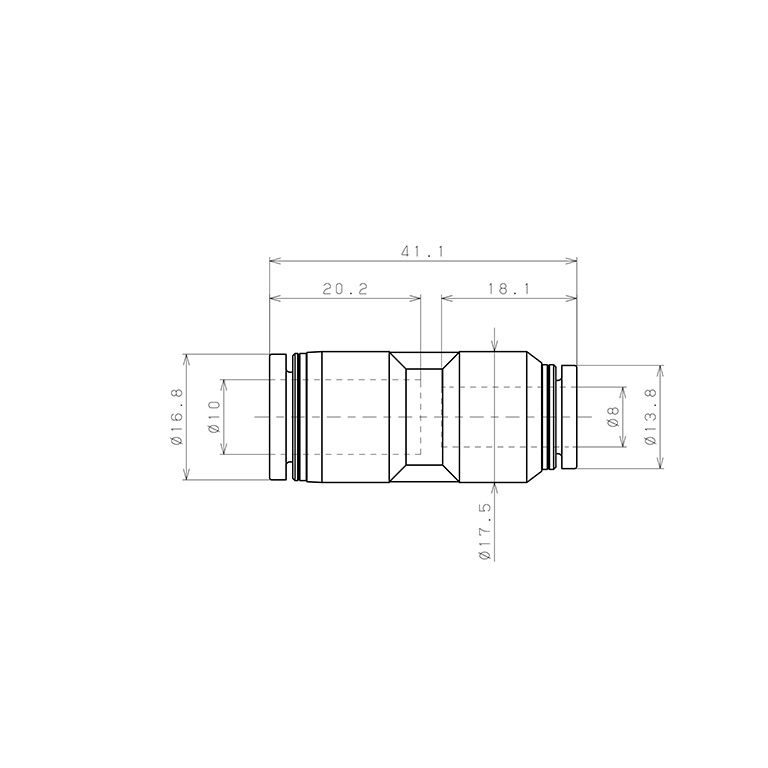 Bản vẽ kỹ thuật Đầu Nối Nhanh Khí Nén Dạng Nối Giảm Pisco PG10-8W-C