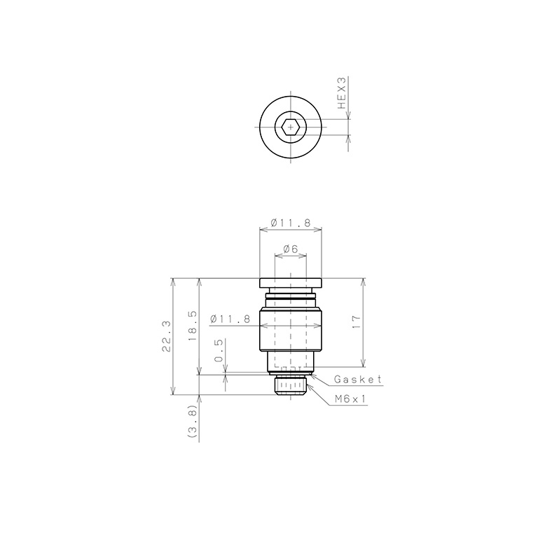 Bản vẽ kỹ thuật Đầu Nối Nhanh Khí Nén Dạng Thẳng Ren Ngoài Pisco POC6-M6-UC