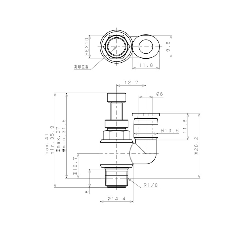Bản vẽ kỹ thuật Van Tiết Lưu Khí Nén Lưu Lượng Thấp Pisco JSS6-01BLW