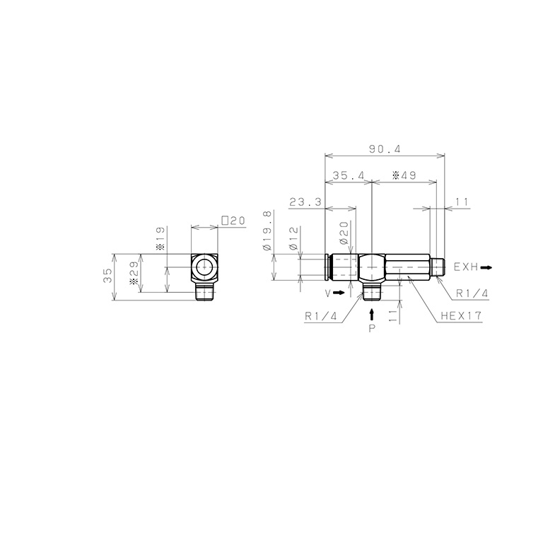 Bản vẽ kỹ thuật Bộ Tạo Chân Không Dòng VRL Pisco VRL100-120202