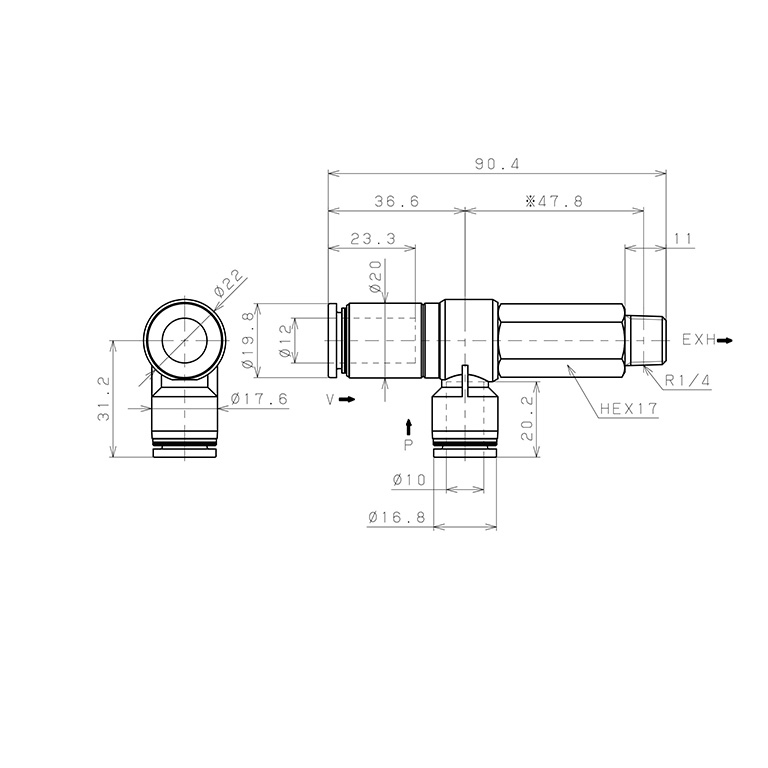 Bản vẽ kỹ thuật Bộ Tạo Chân Không Dòng VRL Pisco VRL100-121002