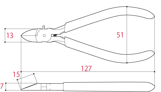Bản vẽ kỹ thuật Kìm Cắt Mini 127mm Tsunoda MNK-125