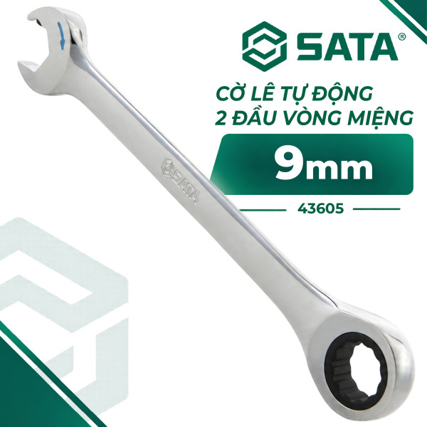 Cờ Lê Tự Động 2 Đầu Vòng Miệng 9 mm SATA 43605