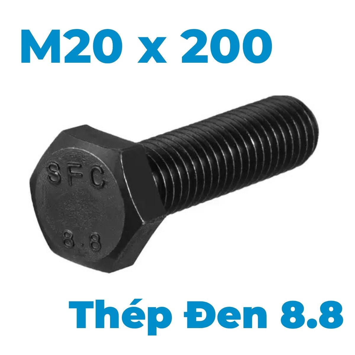 Bulong Thép Đen 8.8 DIN933 M20x200