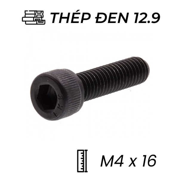Lục Giác Chìm Đầu Trụ Thép Đen 12.9 DIN912 M4x16
