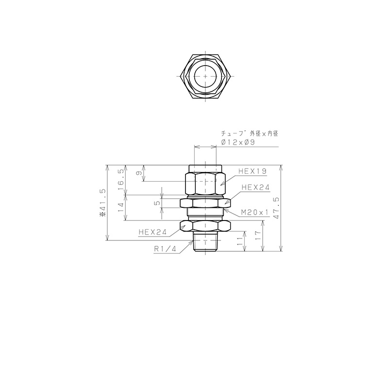Bản vẽ kỹ thuật Đầu Ngạnh Nối Ống Có Đai Ốc Xiết Dạng Lắp Vách Ren Ngoài Pisco NSMC1290-02-TP