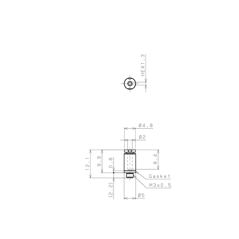 Bản vẽ kỹ thuật Đầu Nối Nhanh Khí Nén Dạng Thẳng Ren Ngoài Pisco POC2-M3MW-C