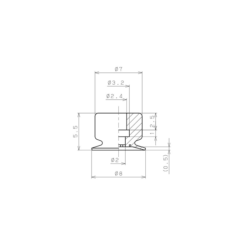 Bản vẽ kỹ thuật Đầu Nấm Hút Chân Không, Nitrile,  O.D 8 mm, Pisco VP8PN