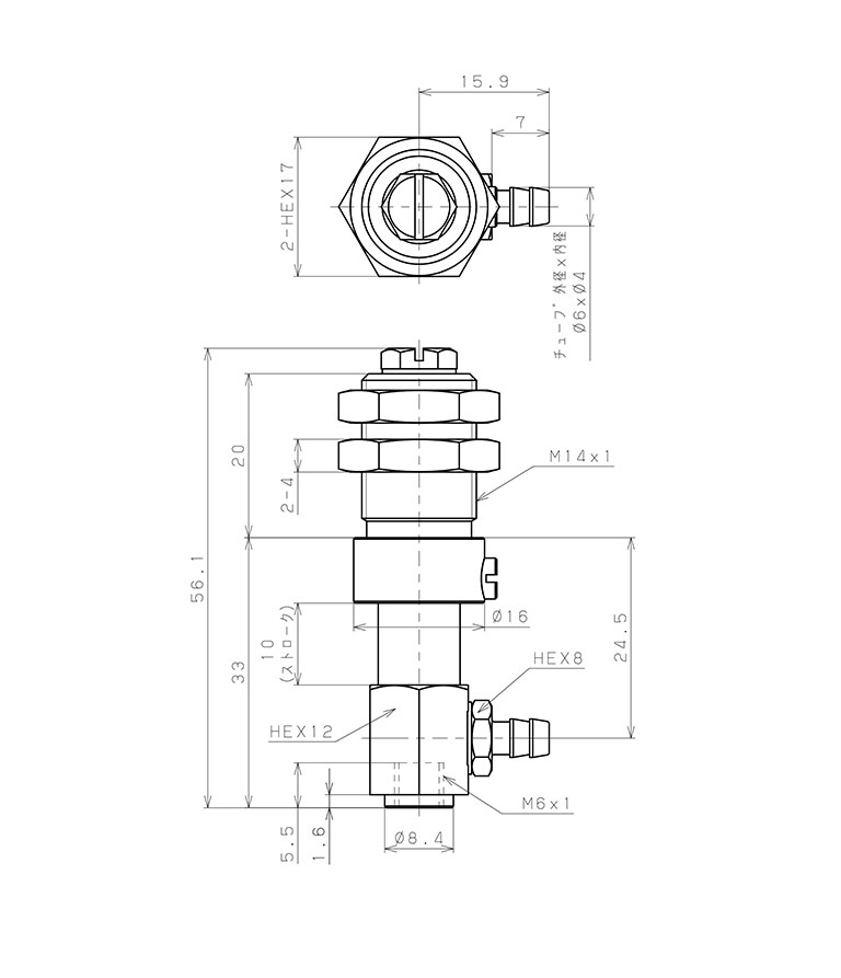 Bản vẽ kỹ thuật Bộ Nấm Hút Chân Không Và Giá Đỡ, Nitrile, O.D 20 mm, Pisco VPD20-10WN-6B