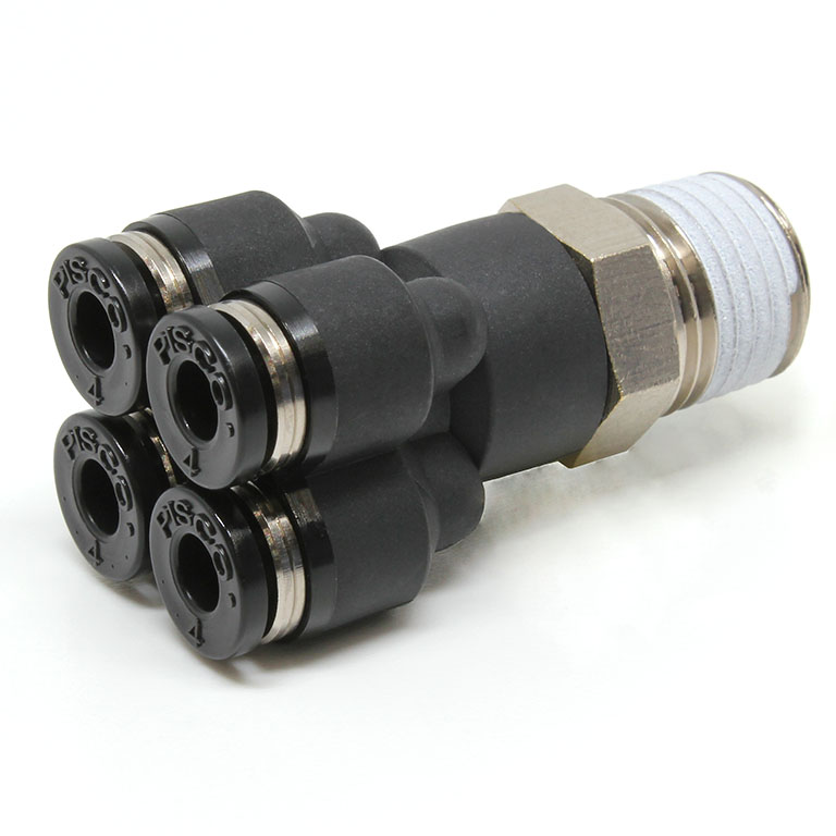 Đầu Nối Nhanh Khí Nén Dạng Chữ Y Bốn Nhánh Ren Ngoài Pisco PRX5/32-N2U