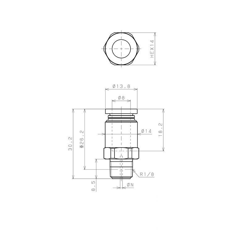Bản vẽ kỹ thuật Van Lưu Lượng Cố Định Pisco JKC8-01B0.8