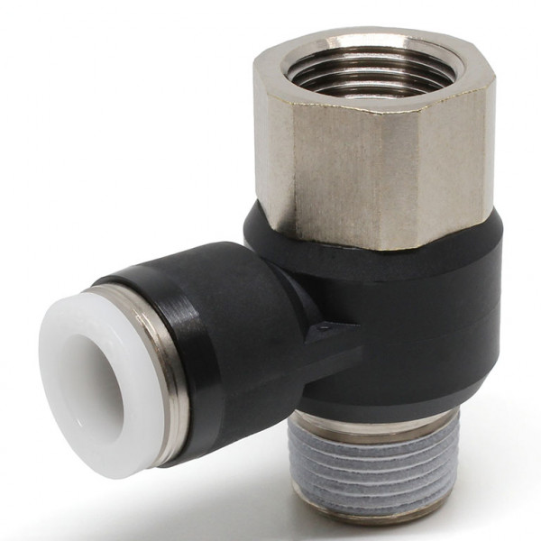 Đầu Nối Nhanh Khí Nén Cong 90° Đầu Lục Giác Trụ Ren Đực Cái Pisco PHF3/8-03