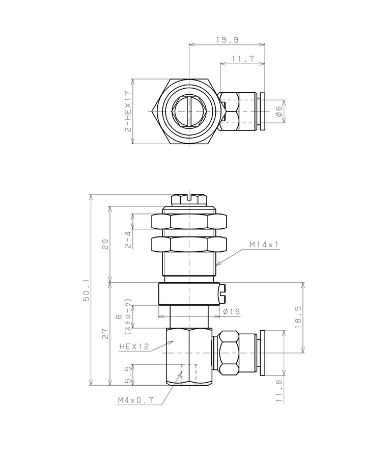 Bản vẽ kỹ thuật Bộ Nấm Hút Chân Không Và Giá Đỡ, Cao Su Nitrile (NBR), O.D 15 mm, Pisco VPD15-6RN-6J