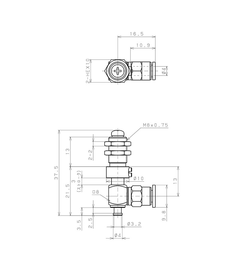 Bản vẽ kỹ thuật Bộ Nấm Hút Chân Không Và Giá Đỡ, Cao Su Nitrile (NBR), O.D 6 mm, Pisco VPD6-3RN-4J
