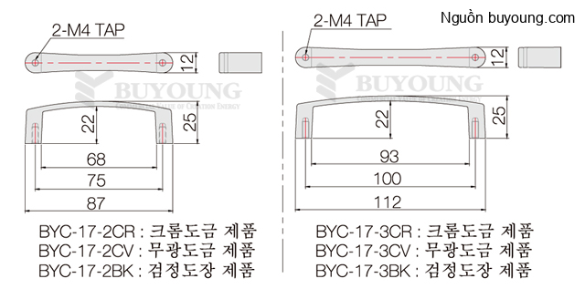Bản vẽ kỹ thuật Tay nắm cửa dẹp đen Buyoung 25x87 BYC-17-2-BK