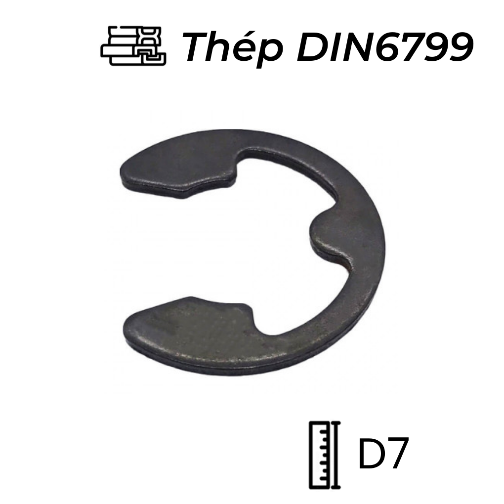 Phe Gài Trục Chữ E Thép DIN6799 D7 (10Cái/Bịch)