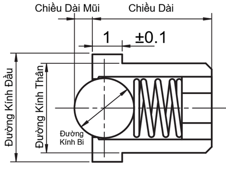 Bản vẽ kỹ thuật Vít Nhún Định Vị, Thân Inox PFSSN3