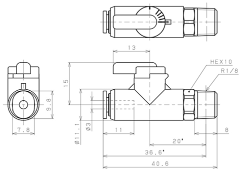 Bản vẽ kỹ thuật Van Bi Khí Nén, Loại Mini Pisco BVC01-3