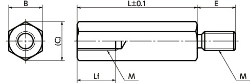 Bản vẽ kỹ thuật Trụ Lục Giác Đực-Cái Thép Mạ Niken M6x45 NBK Dòng SHA EL