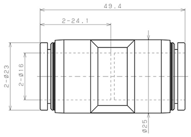 Bản vẽ kỹ thuật Đầu Nối Nhanh Khí Nén Thẳng Phi 16mm Pisco PU16
