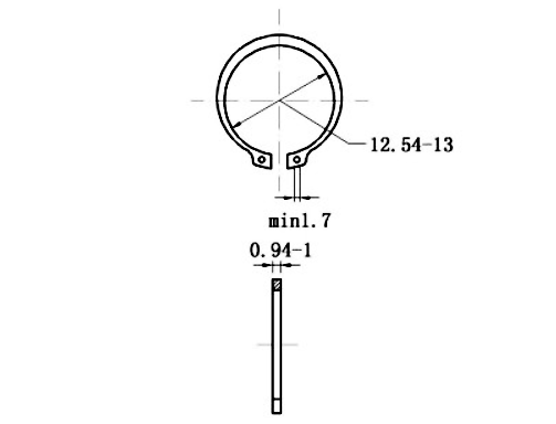 Bản vẽ kỹ thuật Phe Gài Trục Thép 65Mn DIN471 D14x1.0