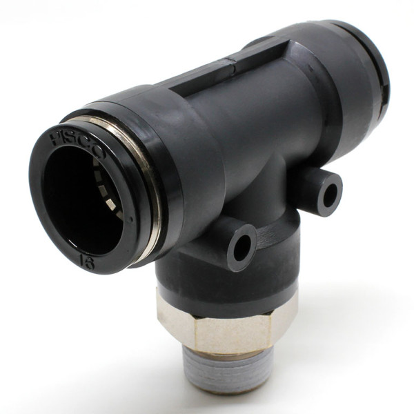 Đầu Nối Nhanh Khí Nén Chữ T Phi 16mm Ren Ngoài R3/8 Pisco PB16-03