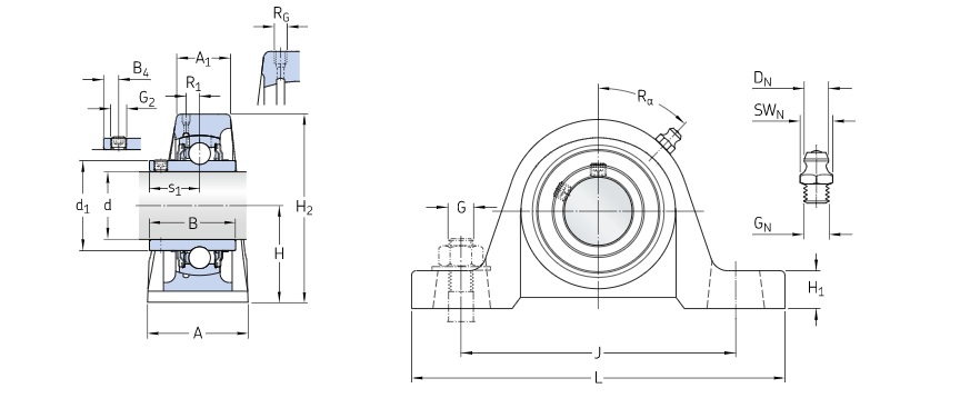 Bản vẽ kỹ thuật Gối Đỡ Vòng Bi SKF UCP 205