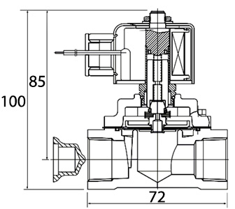 Bản vẽ kỹ thuật Van Điện Từ Khí Nén Solenoid 2/2 1 Coil Parker Size PT1/2 NKV-15N-H-1F-4K