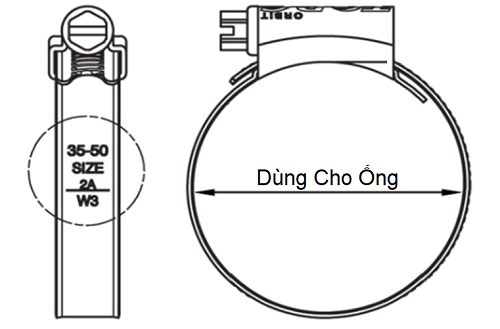 Bản vẽ kỹ thuật Cổ Dê Vặn Vít Inox 201 Cho Ống Từ 230-250mm