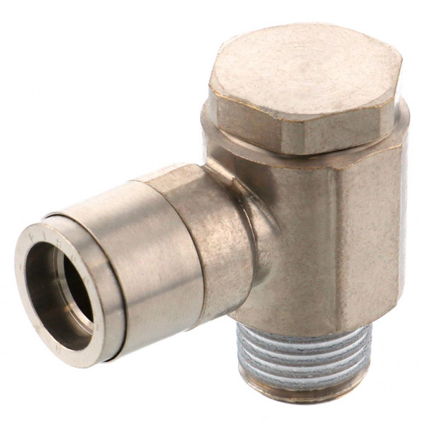 Đầu Nối Nhanh Khí Nén Cong 90° Đầu Lục Giác Trụ Ren Ngoài Pisco KH6-01