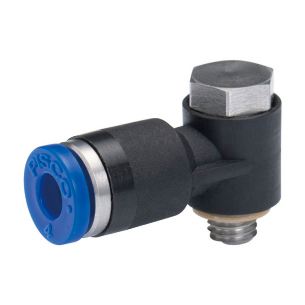 Đầu Nối Nhanh Khí Nén Cong 90° Đầu Lục Giác Trụ Ren Ngoài Pisco SPH4-M5