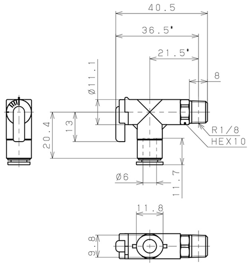 Bản vẽ kỹ thuật Van Bi Khí Nén, Loại Mini Pisco BVLC01-6