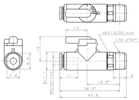 Bản vẽ kỹ thuật Van Bi Khí Nén, Loại Mini Pisco BVCN1-5/32U