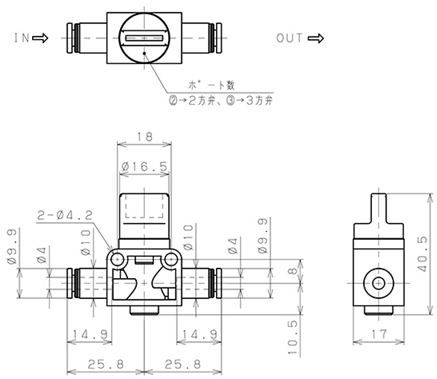 Bản vẽ kỹ thuật Van Tay Khí Nén Pisco HV4-4-2