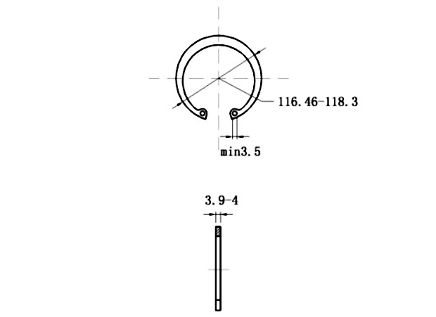 Bản vẽ kỹ thuật Phe Gài Lỗ Thép 65Mn DIN472 D110x4.0
