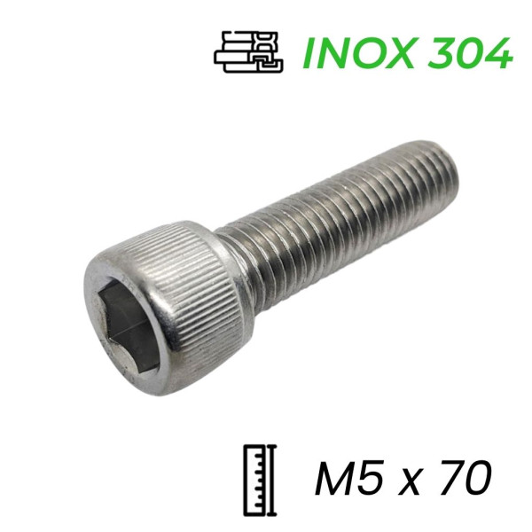 Lục Giác Chìm Đầu Trụ Inox 304 DIN912 M5x70
