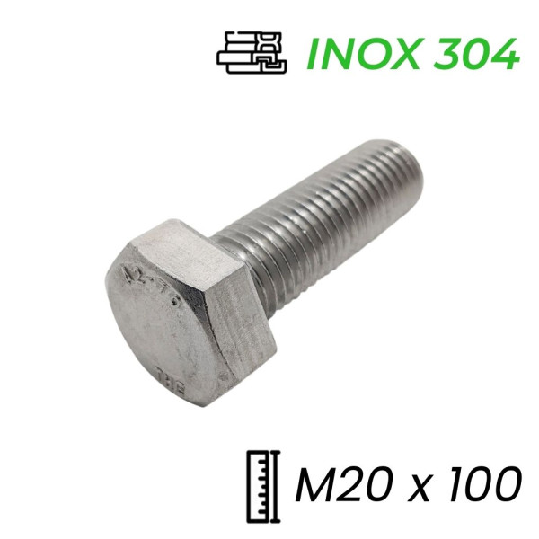 Bulong Inox 304 DIN933 M20x100