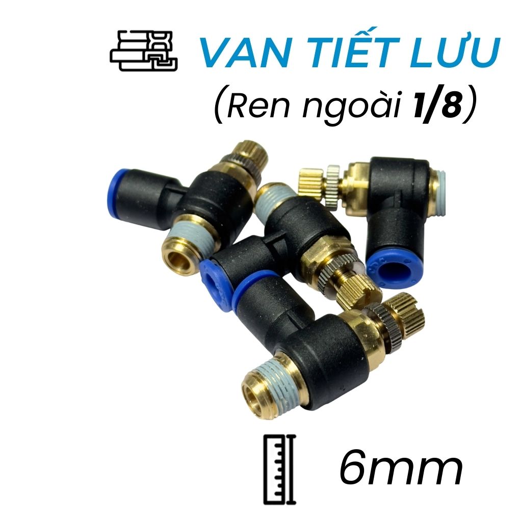 Van Tiết Lưu Khí Nén Ø6mm - Ren Ngoài 1/8" CDC MSC 0601 (Màu Đen)